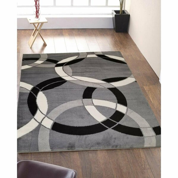 Terreno 5 x 7 ft. Modern Jersey Collection Geometric Stylish Stain Resistant Floor Rug, Gray & Black TE2586238